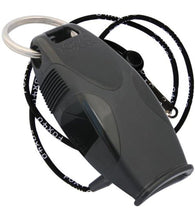 Load image into Gallery viewer, FOX 40 SHARX Whistle with Integrated Cushioned Mouth Grip &amp; Lanyard (in Black only)